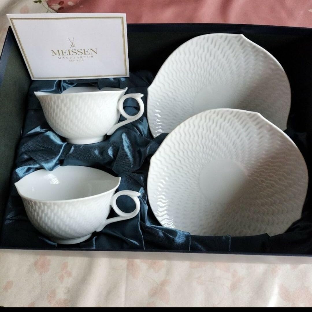 MEISSEN波の戯れティーカップソーサー2客 マイセン 波の戯れ ホワイト